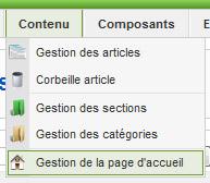 Gestion de la page d'accueil