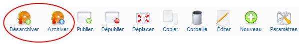 Barre d'outil des articles : archiver