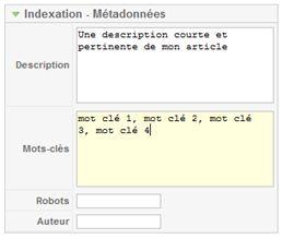 Méta-données des articles