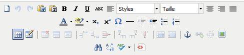 Barre d'outils de JCE : mise en forme