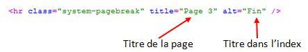 Code HTML du Saut de page