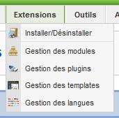 Le menu extensions