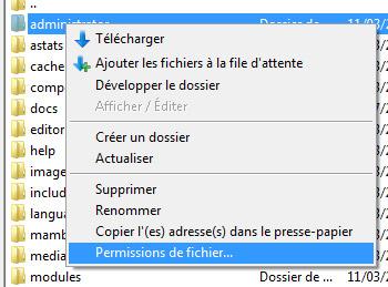 Gestion des droits avec FileZilla