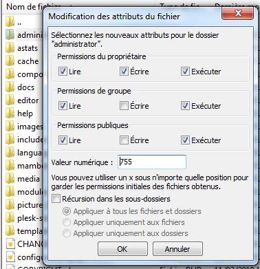 Gestion des droits avec FileZilla, suite