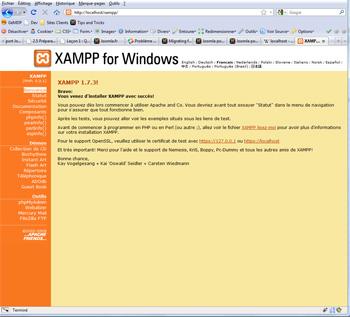 Page générale de XAMPP
