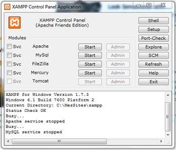 Panneau de contrôle de XAMPP