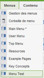 Présence du menu dans Menus