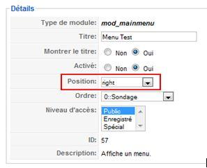 Position du module