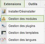 Menu gestion des modules