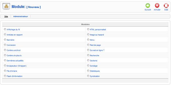 Types de modules