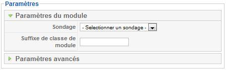 Paramètres du module Sondage