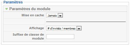 Paramètres du module Qui est en ligne