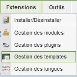 Menu gestion des templates